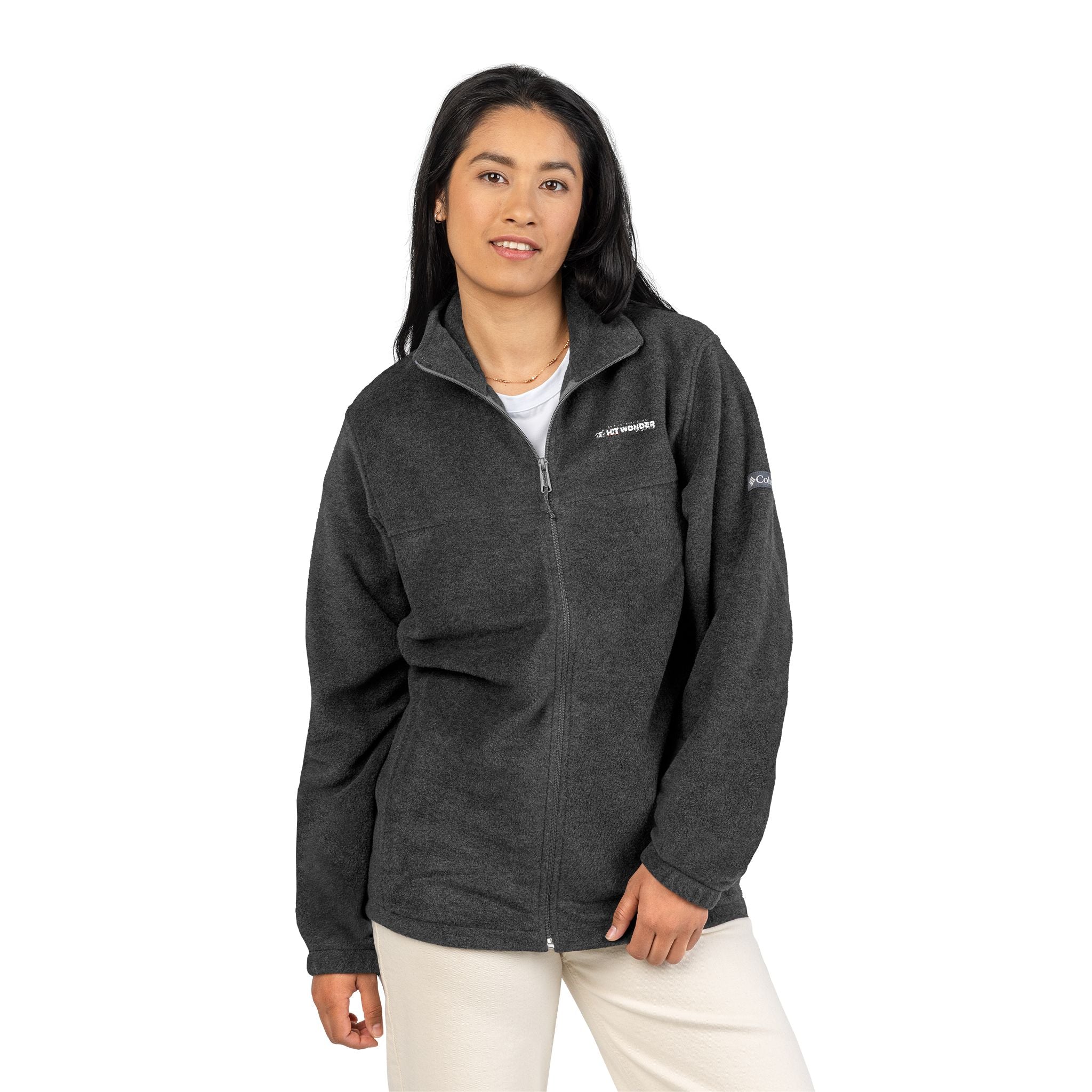 Embroidered Columbia Fleece Jacket —  The Hit Wonder globe logo Tee