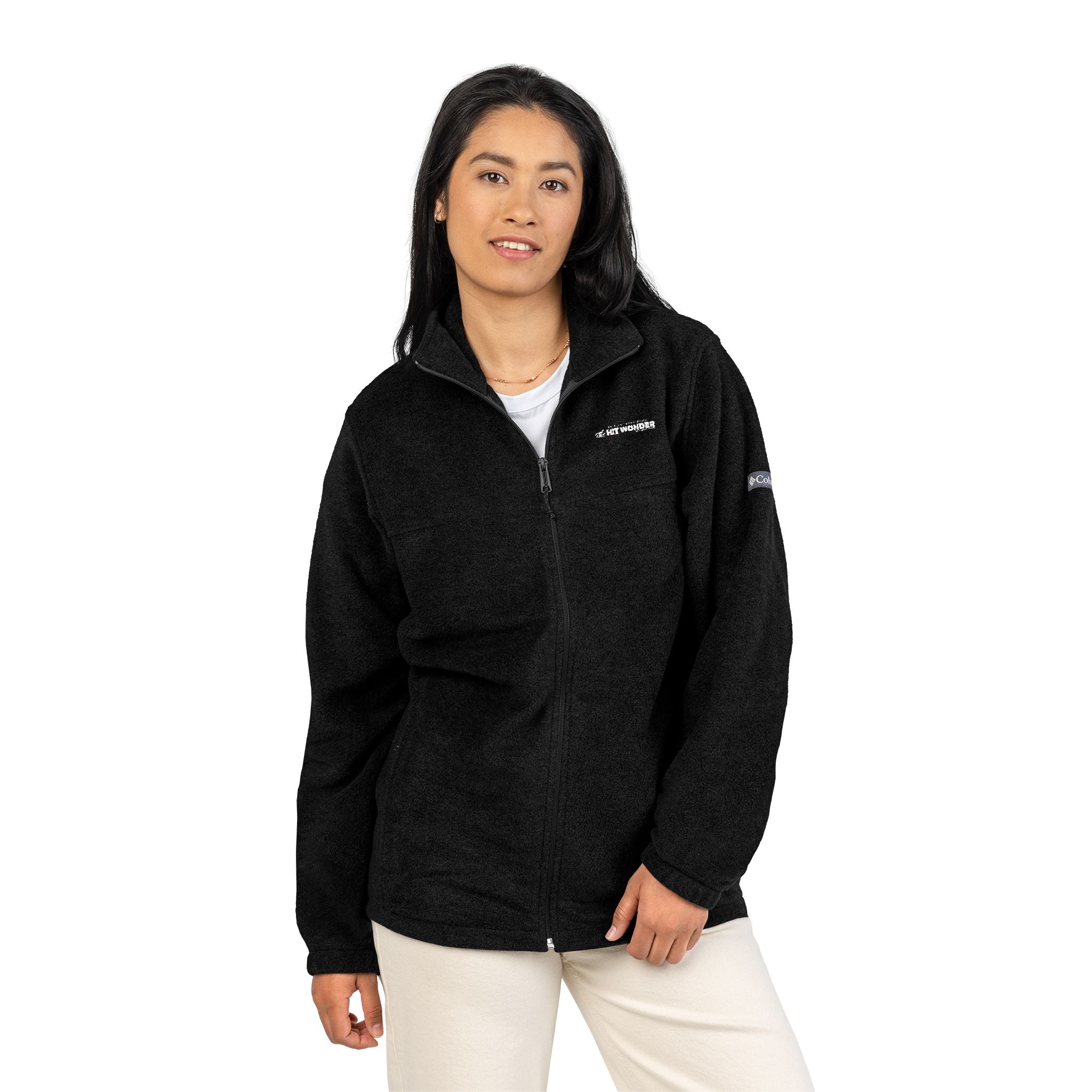 Embroidered Columbia Fleece Jacket —  The Hit Wonder globe logo Tee